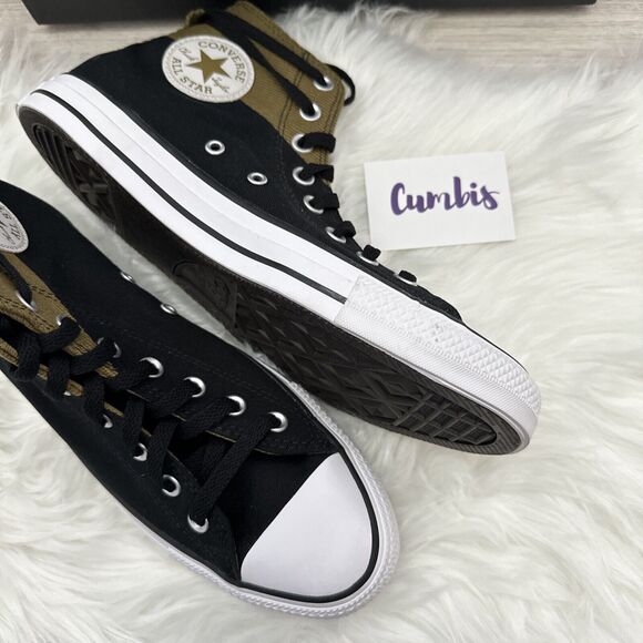 Converse Chuck Taylor High Men's Size 8.5 W 10.5 Black Olive Sneakers A04512F - Picture 4 of 14